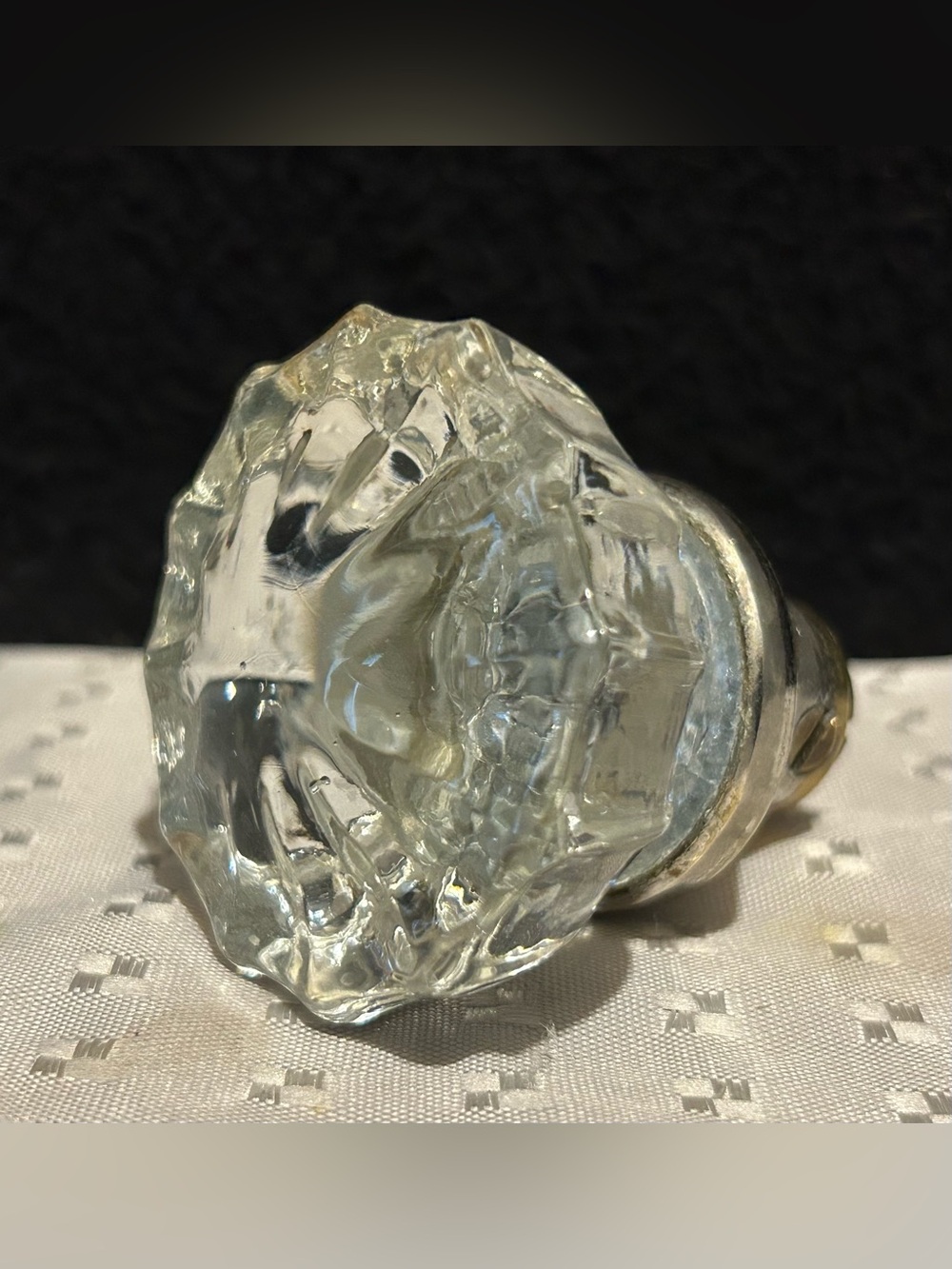 Vintage Antique 12 Point Crystal Clear Glass Door Knob 2", Knob Only, Beautiful!